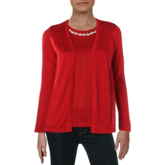 NY Collection Petite Layered-Look Embellishe Ruby - Picture 1 of 2